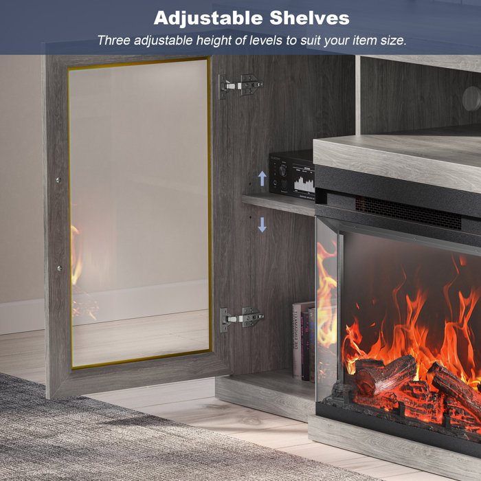 Latitude Run® 57'' W Storage Credenza with Electric Fireplace Included